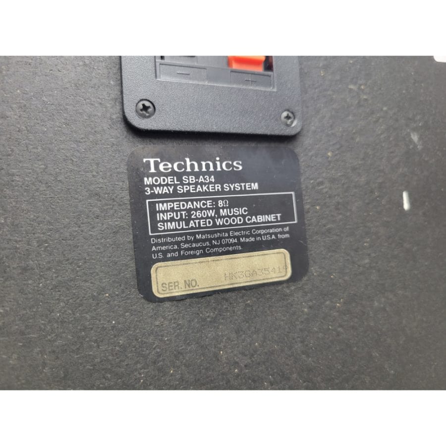 Vintage Technics SB-A34 Tower Speakers - Tested - Local Pick Up Only - Image 6