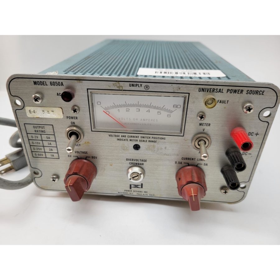 Power Designs 6050A DC Power Supply - Powers On, See notes